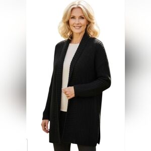 Black Knit Open Front Long Cardigan, By Sonoma, Size M Like New!